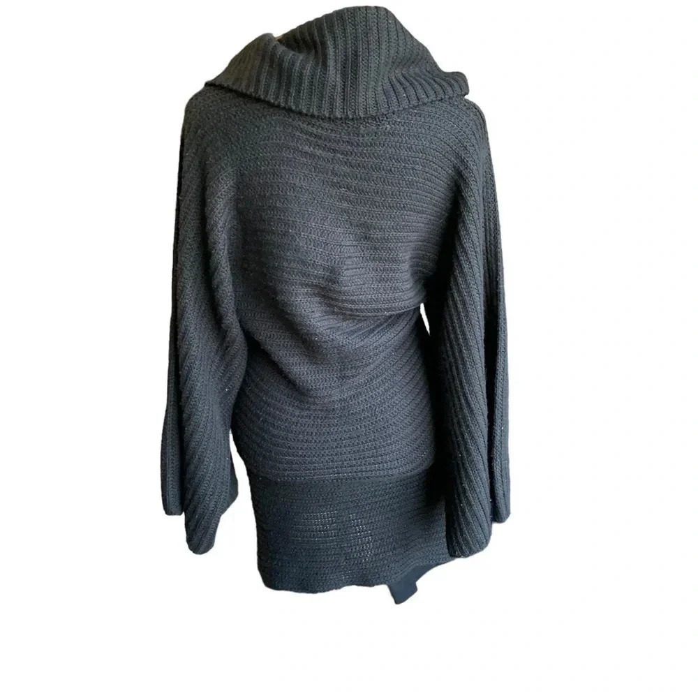 BEBE women's size small turtleneck black knit sweater dress with flared sleeves - Picture 4 of 5
